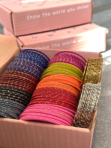 Bangle Treat Box – 12 Dozen Set | Mixed Colors | Available in 3 Sizes For Women